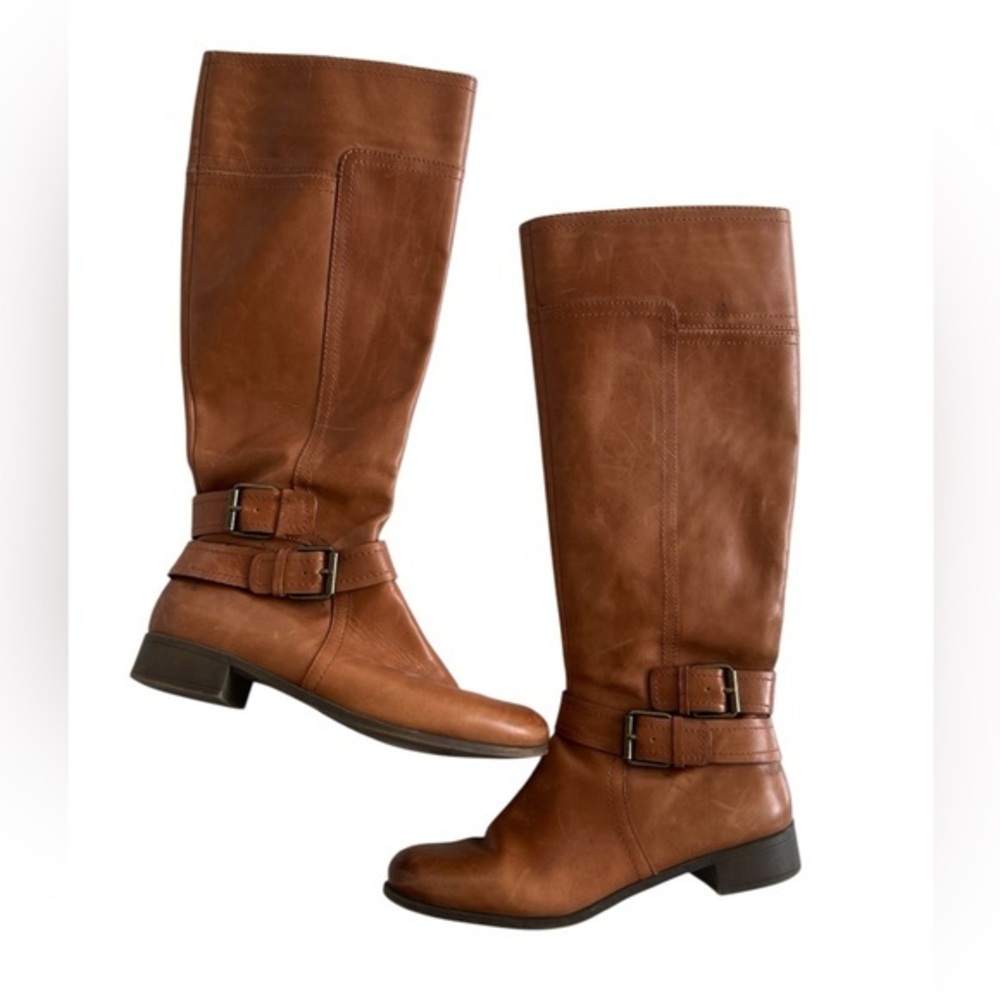 Nine West Tan Leather Heeled tall Boots